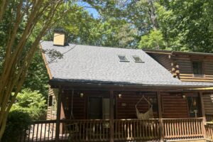 Log Cabin Roof Replacement in Clayton Roof replacement on a log cabin